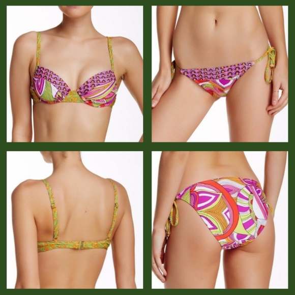 NWT 2PC Trina Turk [ 4 ] Amazonia Underwire Bikini Top & Tie Bikini‎ Bottom - Picture 10 of 10